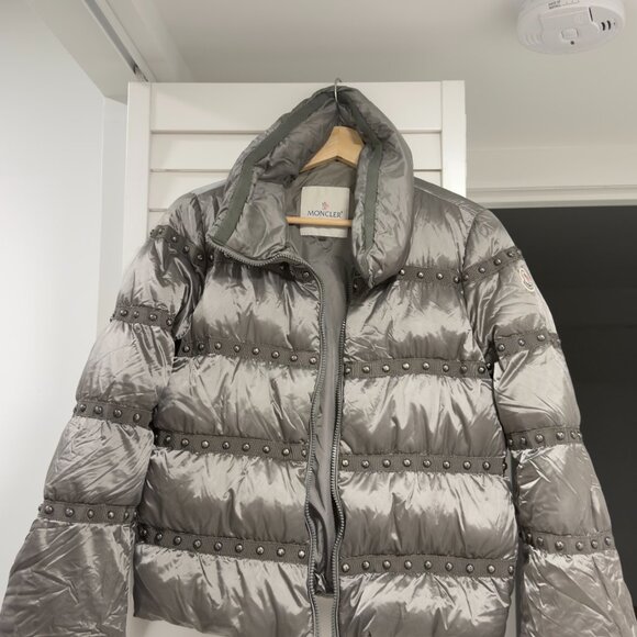 Moncler Studded Down Puffer Jacket – Grey, Short Style, Luxury Winter Coat - Picture 3 of 3
